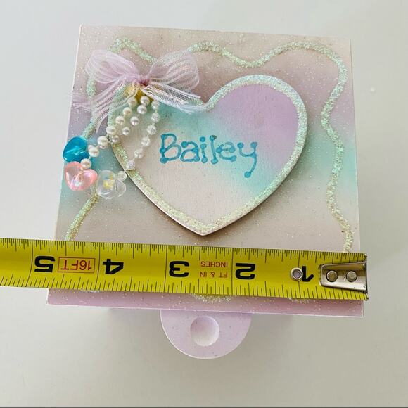 VINTAGE Y2K 90S Pastel Pink Purple Blue Jewelry Box Storage Case Bead Sparkles - Picture 6 of 8